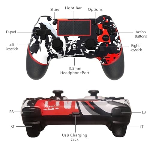 SZYUYU Wireless Controller for Ps4 Romote Compatible with Ps4/Slim/Pro/Windows PC, Controller for Ps4 with 3.5mm Audio Jack, Touch Pad,Six Axis Motion Control, Charging Cable (FLAME WHITE) — view 3