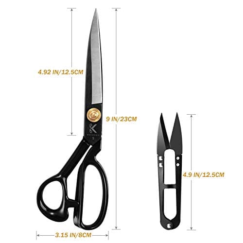 Heavy Duty Sewing Scissors for Dressmakers, Fabric Shears for Clothing and Upholstery, Craft Scissors (Black, 9 Inch) — view 3