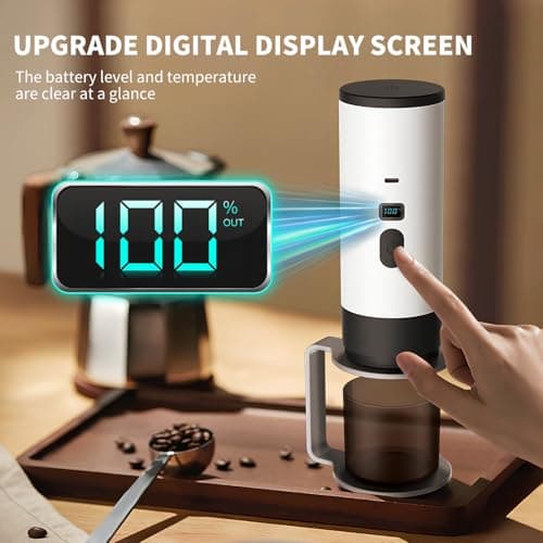 3-in-1 Portable Coffee Maker, 15 Bar Portable Espresso Machine with LED Display and 90ml Sink, Compatible with Ground Coffee & Capsules(Ns&DG) for RV, Hiking, Office, Auto-Heating, USB-C (White) — view 2