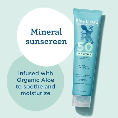 Blue Lizard Sensitive Mineral SPF 50 Sunscreen Lotion, 100% Mineral Sunscreen, UVA/UVB Protection, Infused with organic Aloe Vera, Soothes and Hydrates, 5 fl oz — view 3