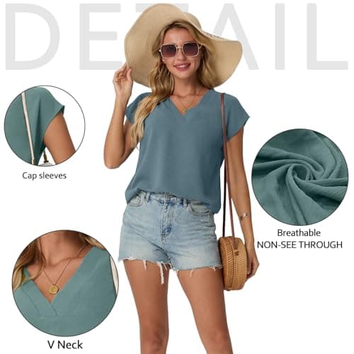 Qixing Summer Tops Women Cap Sleeve Shirts Beach Vacation Outfits Work Business Casual Tshirts — view 2