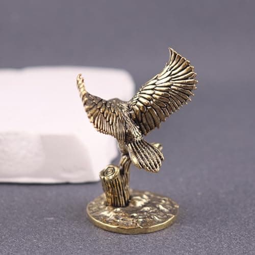 1Pc Antique Owl Figurine Brass Owl Ornament Metal Bird Animal Miniature Ornament for Tea Pet Home Office Desk Decoration — view 5