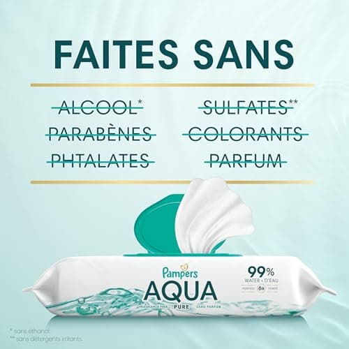 Pampers Aqua Pure Baby Wipes, 99% Water, Fragrance Free, 336 Baby Wipes Total (6X Flip-Top Packs) — view 3