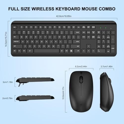 Wireless Keyboard and Mouse Combo, Full Size Silent Ergonomic Keyboard and Mouse, Long Battery Life, Optical Mouse, 2.4G Lag-Free Cordless Mice Keyboard for Computer, Mac, Laptop, PC, Windows — view 6
