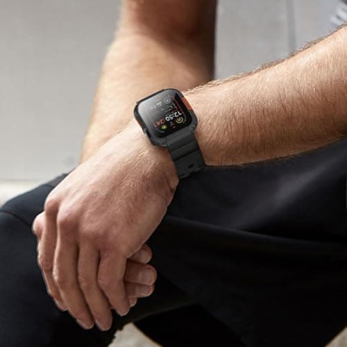 Zumyzu Rugged Case for Apple Watch 49mm Ultra 3/2/1 with Tempered Glass Screen Protector, Durable Hard PC Bumper Protective Face Cover for iWatch 49 mm Black — view 5