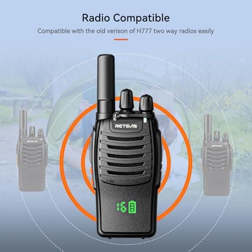 Retevis H777H Walkie Talkies Long Range for Adults, Sturdy 2 Way Radios,Shatterproof Hidden Display, Type-C Charging,VOX, SOS Alarm, Flashlight, License-Free, Two Way Radio for Camping Hiking(2 Pack) — view 4