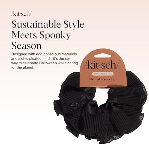 Kitsch Pleated Scrunchie for Women - No Crease Hair Ties No Damage, Stylish and Comfortable Fabric Ponytail Holders for Everyday Hairstyles - Ideal Gifts for Women - 1pc