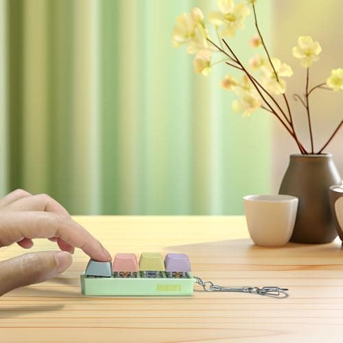 Akascord Keyboard Fidget, Finger Fidget Clicker Keychain Accessories Stress Relief for Adults (Four Colors) — view 2