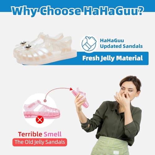 HaHaGuu Girls Jelly Sandals Closed Toe Beach Flat-Sandal Breathable Waterproof Fisherman Gladiator Flats Summer Costume Princess Dress Shoes For Toddler Girl Little Kid Big Kids — view 5