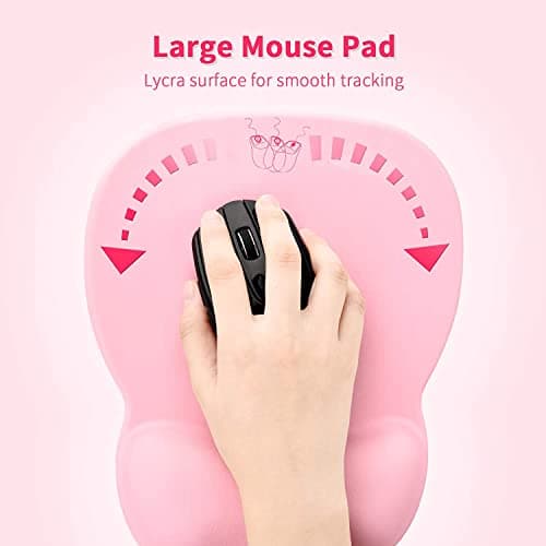 EooCoo Ergonomic Mouse Pad with Wrist Support, Mousepad with Memory Foam Wrist Rest and Non-Slip Base for Computer, Cafe, Home & Office, 9.64 x 8.26 in Office Desk Accessories, Pink — view 6