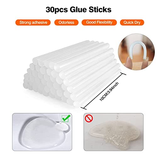 SHJADE Hot Glue Gun with 30 Glue Sticks, 20W Mini Hot Melt Gun Kit(White) — view 4