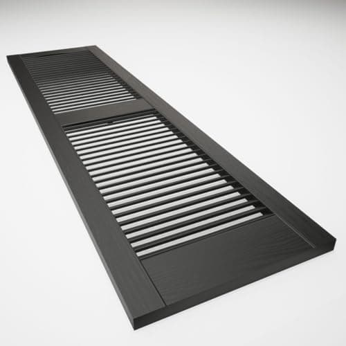 14 1/2"W x 64"H Lifetime Vinyl, Standard Cathedral Top Center Mullion, Open Louver Shutters, w/Installation Shutter-Lok's & Matching Screws (Per Pair), Black — view 5