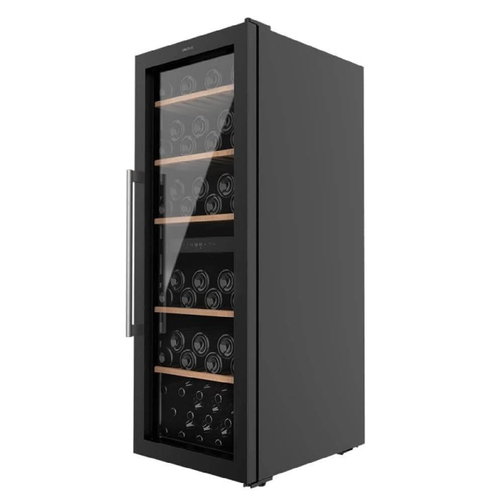 Cecotec Vinoteca de 77 Botellas Bolero GrandSommelier Duo 77000 Black. 193 L, Sistema Compresor de Enfriamiento, Display, Control Táctil, Temperatura Regulable y Luz LED Interior