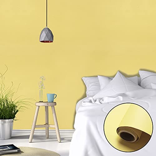 WADILE Peel and Stick Wallpaper 15.9in x 78.7in, Solid Color Contact Paper Waterproof, Vinyl Colored Wall Paper Self Adhesive, Textured Wallpaper Removable for Cabinets/Countertop, Light Yellow