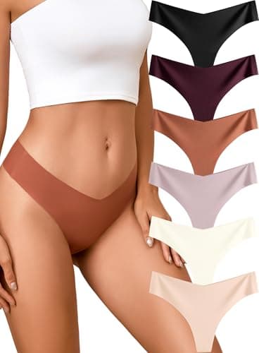 READY TO LOVE Underwear Womens Seamless Thongs Sexy Lingerie No Show Panties V-Waisted Ladies Tangas Women's Clothing 6 Pack