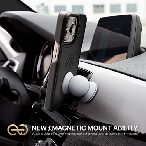 Dreem Wallet Case for iPhone 14 Pro Max, 2 Way Phone Stand, Magnetic Detachable Vegan Leather Flip Cover RFID Blocking Card Holder, MagSafe-Fit, Gift Box [Fibonacci: Black] — view 5
