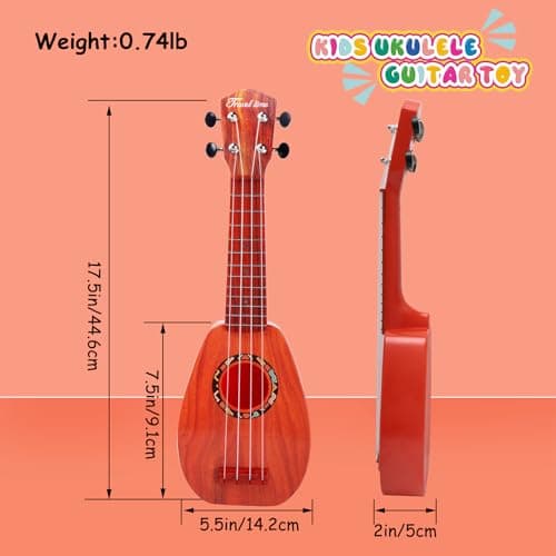17 Inch Kids Ukulele Guitar Toy 4 Strings Mini Children Musical Instruments Educational Learning Toy for Toddler Beginner Keep Tone Anti-Impact Can Play with Picks/Strap/Primary Tutorial — view 2