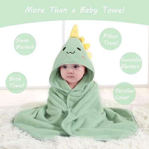 ROXANEPIG 2 Pack Hooded Baby Towels - Premium Ultra Soft Organic Baby Bath Towel – Absorbent and Hypoallergenic Towels for Baby Boy Girl, Toddler, Newborn Essentials (Green,Brown)