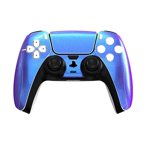PlayVital for ps5 Skin - Disc Edition Full Set Vinyl Decal Sticker, Cover Skin Accessories for ps5 Controller & Charging Station & Headset & Media Remote - Chrome Purple Blue — view 2