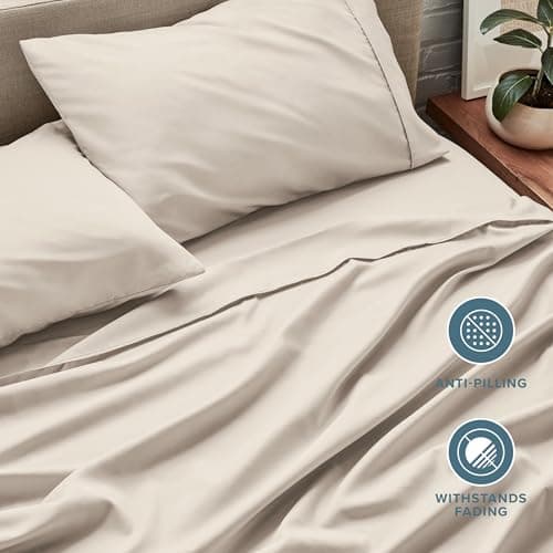 Bare Home Queen Sheet Set - 1800 Ultra-Soft Microfiber Queen Bed Sheets - Double Brushed - Deep Pockets - Easy Fit - 4 Piece Set - Bed Sheets (Queen, Wheat) — view 6