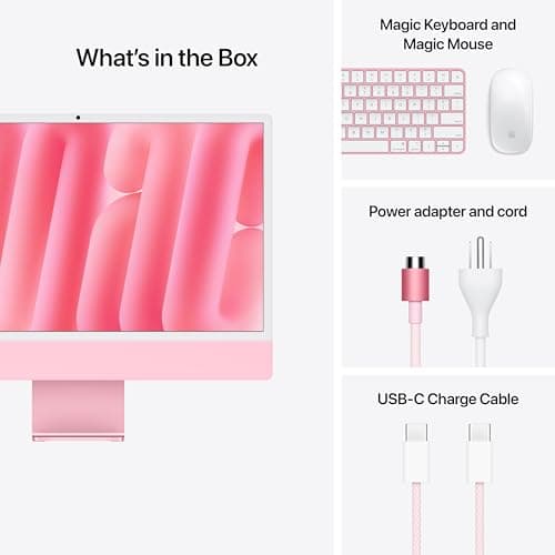 Apple 2024 iMac All-in-One Desktop Computer with M4 chip with 8-core CPU and 8-core GPU: Built for Apple Intelligence, 24-inch Retina Display, 16GB Unified Memory, 256GB SSD Storage; Pink — view 5