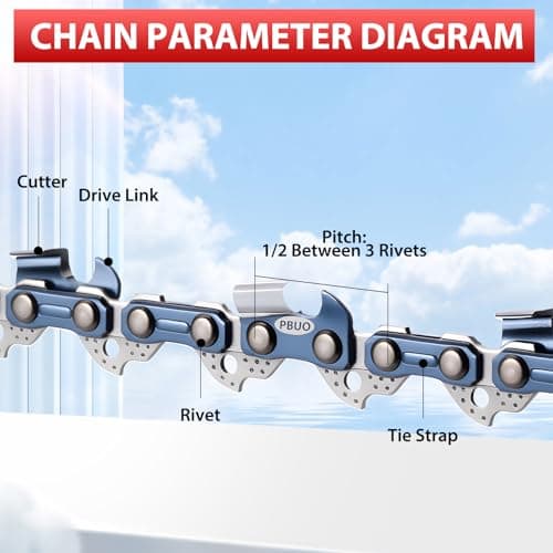 PBUO 16 Inch Chainsaw Chain Replacement, 3/8" LP Pitch .043" Gauge 55 Drive Links, Fits Stihl MS170, MS171, MS180c, Semi-Chisel Low-Kickback Design, 3 Pack | P-Series — view 5