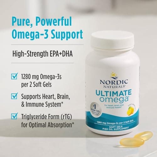 Nordic Naturals Ultimate Omega, Lemon Flavor - 60 Soft Gels - 1280 mg Omega-3 - High-Potency Fish Oil Supplement with EPA & DHA - Promotes Brain & Heart Health - Non-GMO - 30 Servings — view 3