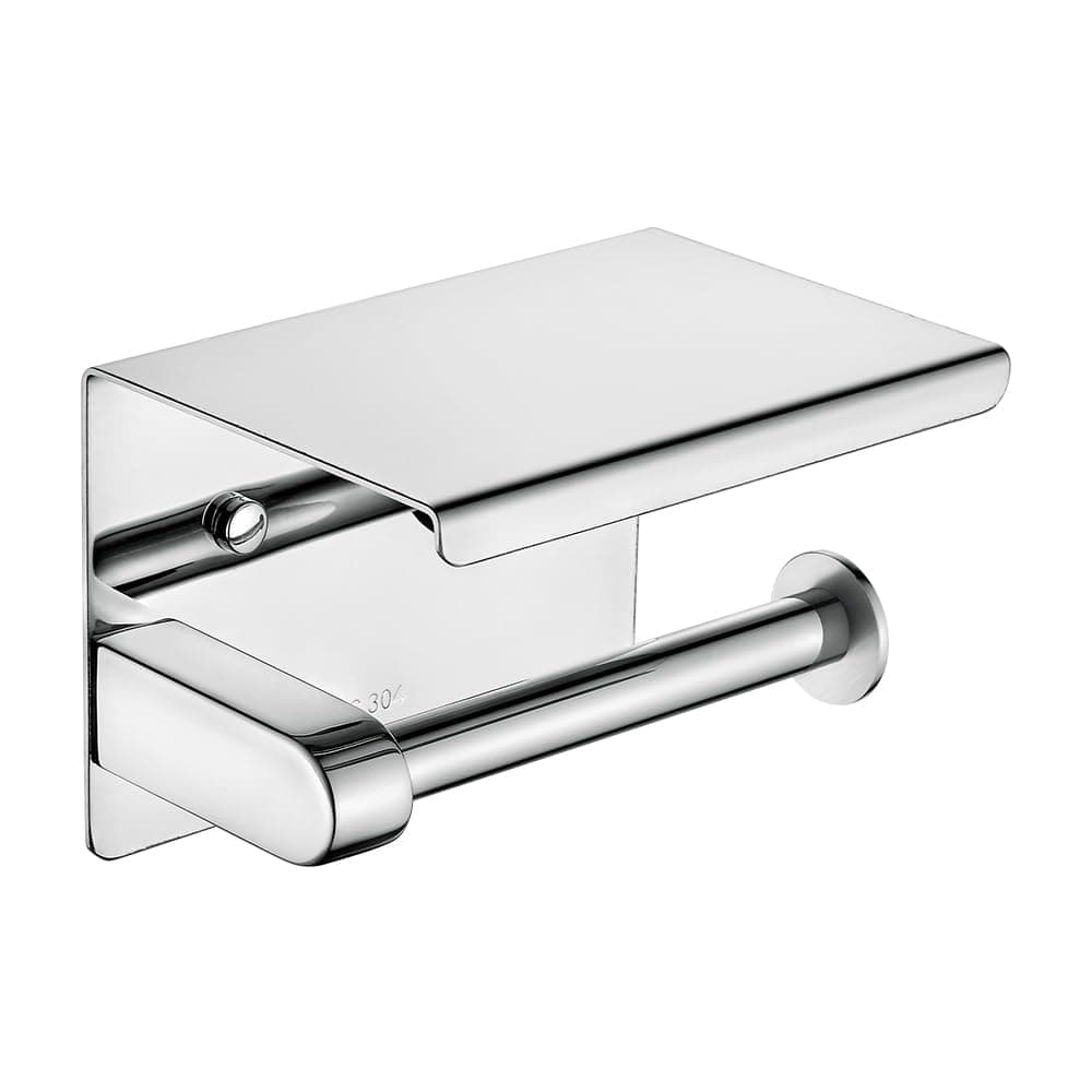 Ibergrif MK34053 - Portarrollos Adhesivo Sin Tapa de Papel Higiénico con el Teléfono Móvil Estante de Almacenamiento, Plata, Acero Inoxidable — view 9