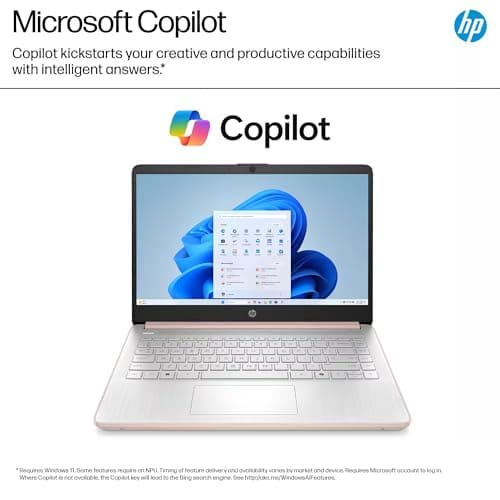 HP 14” Laptop Ultra-Portable Computer 2026 Student Business, MS Office, Copilot AI, Intel 4-Core CPU, 4GB RAM, 628GB Storage (128GB UFS+500GB Ext), Long Battery, MaxsolAccessory, Win 11 Pro, Rose Gold — view 5