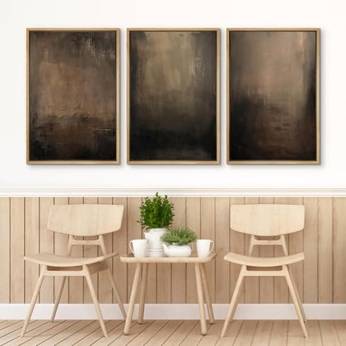 SIGNFORD Framed Canvas Print Wall Art Set Abstract Earthy in Deep Brown and Beige Tones Modern Art Decorative Colorful for Living Room, Bedroom, Office - 24"x36"x3 Natural — view 2