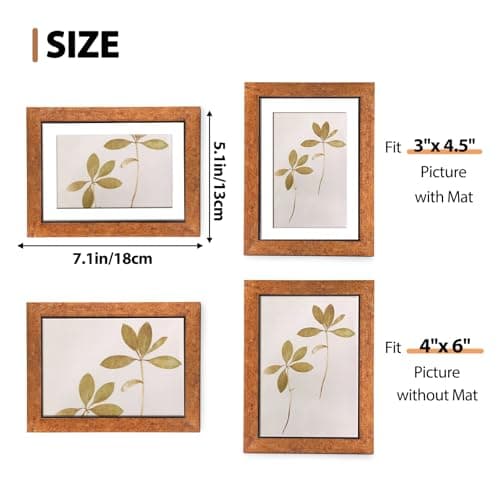 Fixwal 4x6 Picture Frame Set of 5, Vintage Photo Frame, Rustic Retro Picture Frame with Tempered Glass, Decorative Art on Walls and Tabletop Placement — view 2