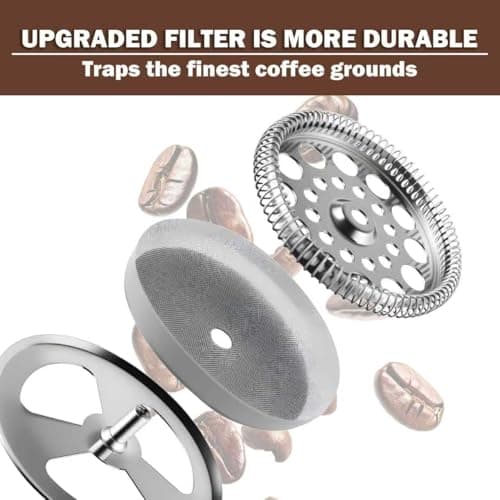 Extra Large French Press, French Press Coffee Maker 61 oz (1.8L), Insulated Stainless Steel French Press XXL Large Capacity Double Walled with Spoon for Espresso Coffee or Tea — view 2