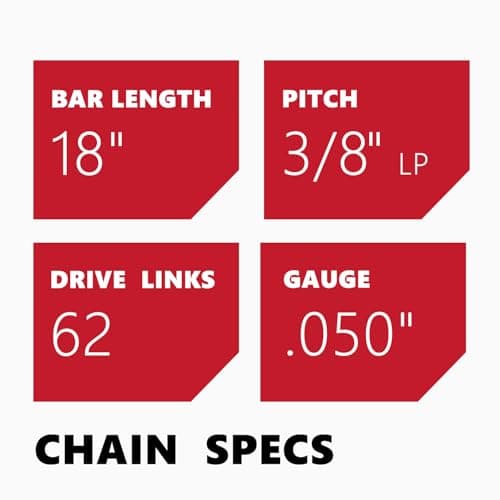 KAKEI 18 Inch Chainsaw Chain 3/8" LP Pitch .050" Gauge 62 Drive Links Fits Poulan, Kobalt, Echo, Ego, Greenworks and More- S62 (3 Chains) - Semi Chisel — view 2