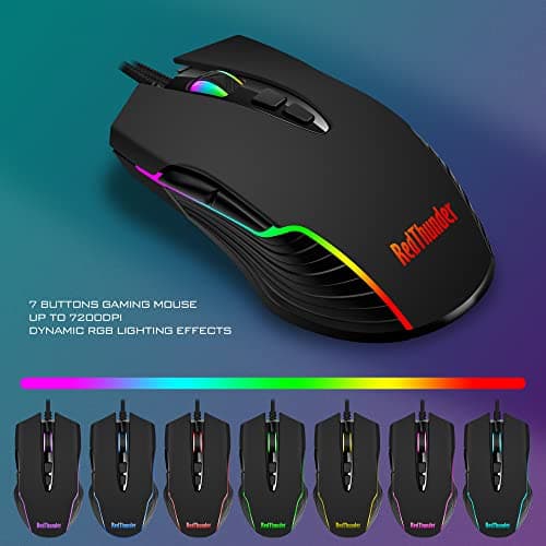 RedThunder K10 Wired Gaming Keyboard and Mouse and Wrist Rest Combo, RGB Backlit, Anti-ghosting Keyboard + 7D 7200 DPI Mice+Soft Leather Wrist Rest 3 in 1 PC Gamer Accessories(Black) — view 5