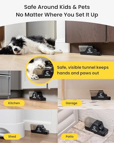 OWLTRA in-/Outdoor Safe Extra Large Plastic Tunnel Snap Rat Trap 2PCS, Instant Kill Rodent Snap Trap with Clear Tunnel Entry, Touch-Free Release, and Powerful Snap, Black — view 6
