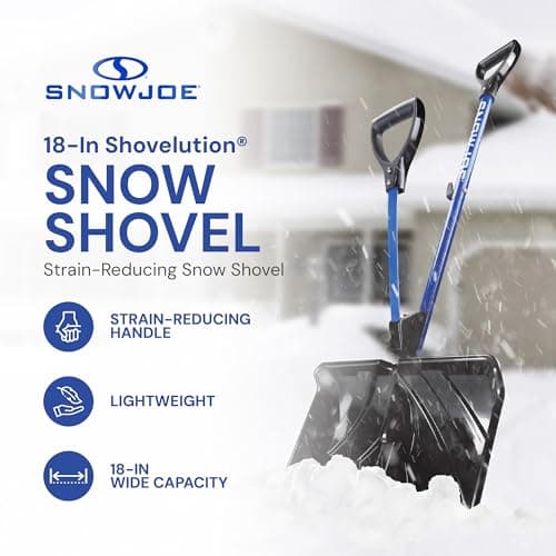 Snow Joe Snow Shovel with 18-Inch Blade and Assist Handle, 3.5 Lbs - Heavy-Duty Lightweight Shoveling Tool for Ice Removal, Shovelution SJ-SHLV01