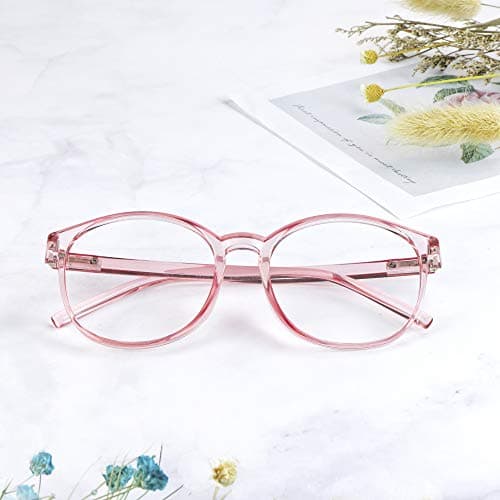 LifeArt Blue Light Blocking Glasses, Anti Eyestrain, Computer Reading Glasses with Spring Hinge, Gaming Glasses, TV Glasses for Women, Anti Glare (Clear Pink, 3.50 Magnification) — view 5