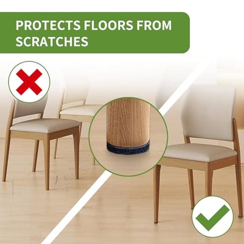 COVERCORNER Felt Furniture Pads for Hardwood Floors 48 PCS, Furniture Pads, Floor Protectors for Hardwood Floors, Felt Pads for Furniture, Round, Black — view 3