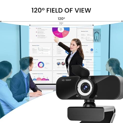 PASDFG 1080P Full Webcam with Microphone, Privacy & Safety Protection, USB HD Computer Web Camera, Plug and Play, for Laptop, Teams, Desktop, Conferencing and Video Calling, 2026 Version(Black) — view 4