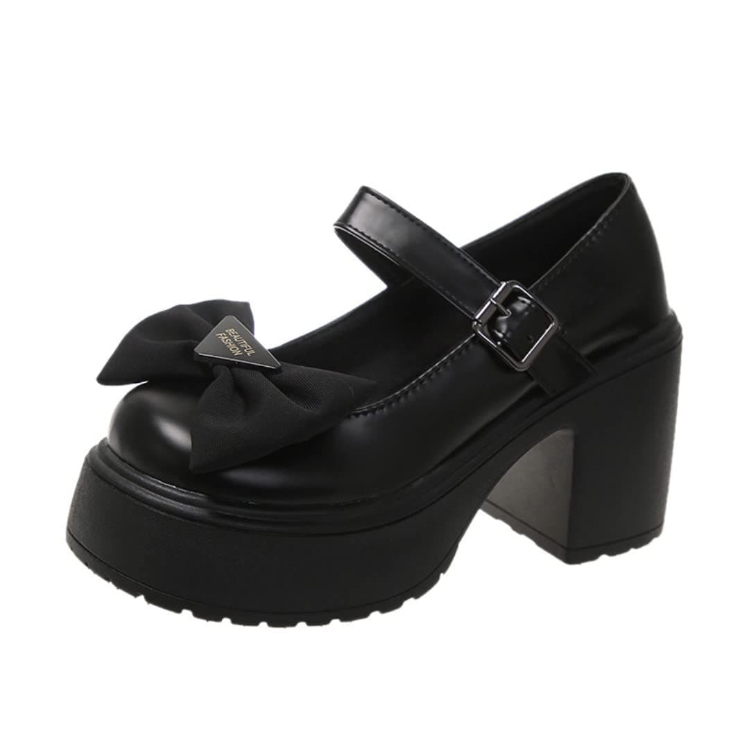 Womens Platform Mary Janes Shoes Sweet Toe Ankle Lolita Gothic Pumps Chunky Patent Leather — view 43