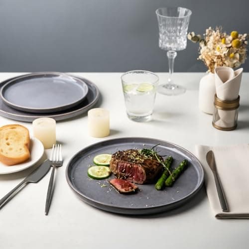 AmorArc Stoneware Dinnerware Sets,Round Reactive Glaze Ceramic Plates and Bowls Sets,Highly Scratch Resistant | Microwave & Dishwasher Safe,Service for 8 Dishes Set (24pc) — view 4