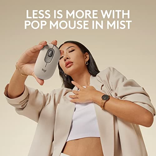 Logitech POP Mouse, Compact and Portable Wireless Bluetooth Mouse with Programmable Buttons and Quiet Clicks, Easy-Switch Between up to 3 Devices, Laptop, Tablet, PC - Mist