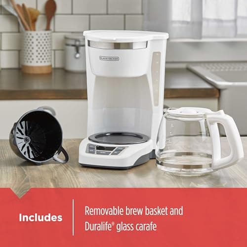 BLACK+DECKER CM1160W-1 CM1160W 12-Cup Programmable Coffeemaker, White/Stainless Steel — view 4
