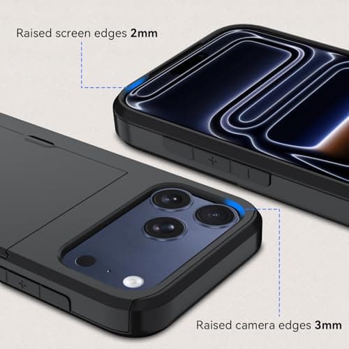 Qinmay Compatible with iPhone 17 Pro Max Case Wallet,Built-in Card Holder, Heavy Duty Protective Dual Layer Shockproof Hidden Card Slot Slim Wallet Phone Cover for iPhone 17 Pro Max，Black — view 3