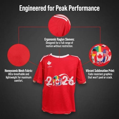 Keepatin Team Canada Soccer Jersey, One Piece Youth&Adult Canada Soccer Jersey, Size S-3XL Red World Football Jersey, Maple Leaf Country Fan T-Shirt, Football Cup Merchandise, Soccer Apparel for Men — view 3
