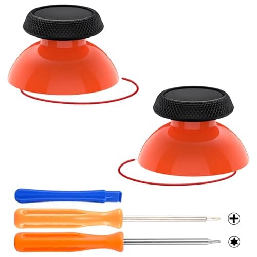 eXtremeRate Replacement Thumbsticks for Steam Deck LCD, Custom Analog Stick Joysticks Repair Kit for Steam Deck OLED Console with Original Touch Sensing, Anti-Slip Texture Grip - Orange & Black