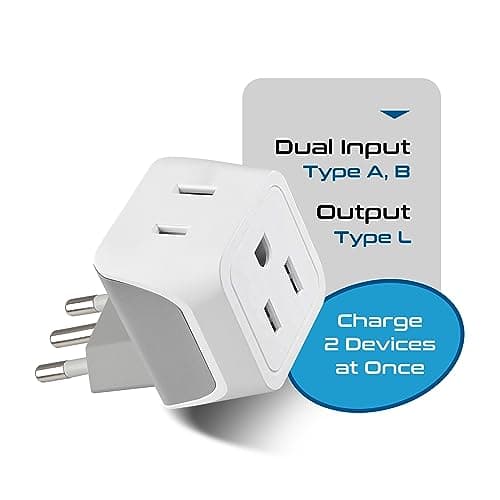 Ceptics Italy Travel Plug Adapter, Chile Plug Adapter with Dual USA Input, Compact Type L Plug Adapter, Safe Grounded Plug, Perfect for Cell Phones, Laptops, Chargers, 3 Pack - CT-12A — view 2