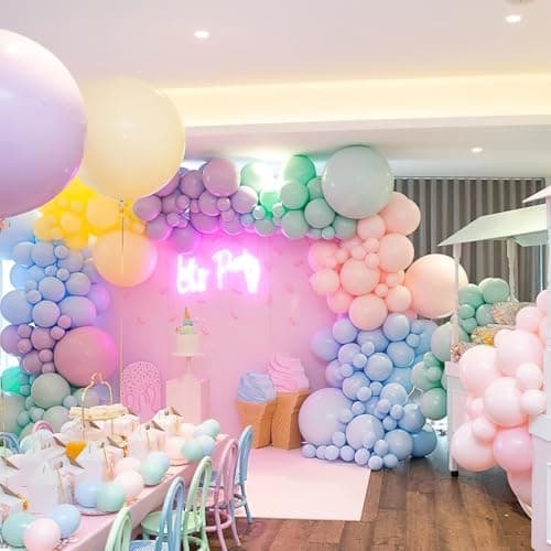 PartyWoo Pastel Balloons 100pcs 12 Inch Pastel Rainbow Latex Balloons for Baby Shower Gender Reveal Engagement Bachelorette Easter Bridal Shower Anniversary Retirement Birthday Party Decorations — view 3