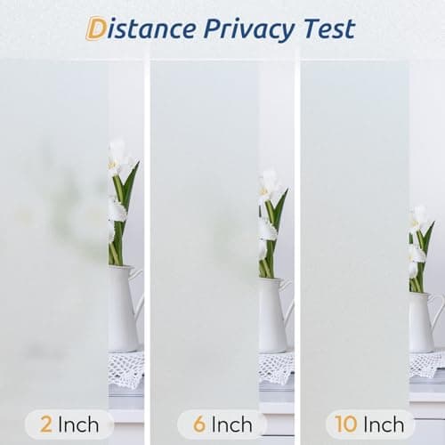 rabbitgoo Window Films for Privacy, Static Cling Frosted Glass Sticker, Non-Adhesive Privacy Film Sun Blocking Window Covering Frosting Vinyl Bathroom Sliding Glass Door, 44.5 x 200cm, Pure Frosted — view 5