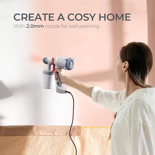 Tilswall Paint Sprayer,Upgraded Ultra-Light Electric Paint Spray Gun with 2 Nozzles & 3 Patterns Easy to Clean for Fences, Sheds, Walls, Ceilings, Furniture, Cabinets, Garden & DIY, White — view 3